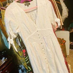 Breathable tie sleeves waist Cotton On Cream Long Sleeve Dress